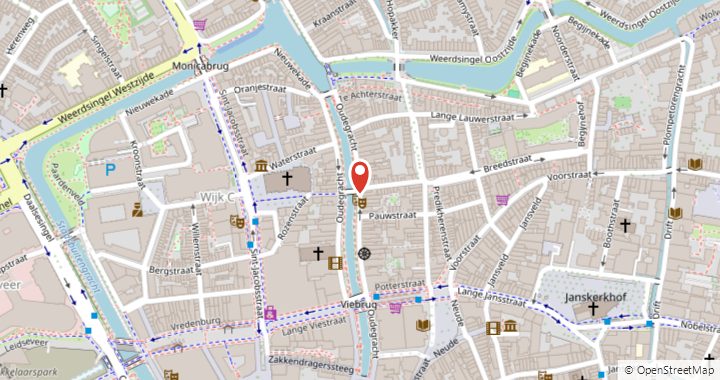Locatie van Proefbakkerij De Ochtend aan de Oudegracht 100 in Utrecht